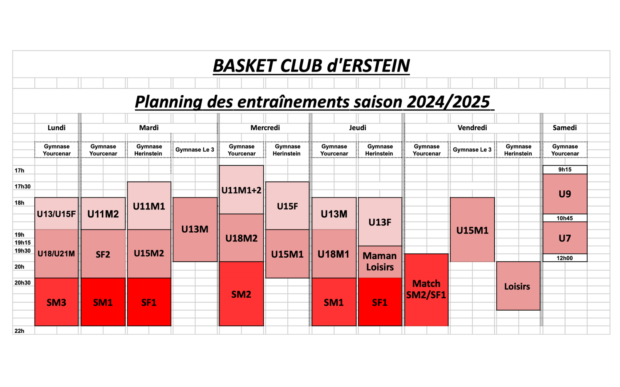 PLANNING ENTRAINEMENTS PLANNING ENTRAINEMENTS